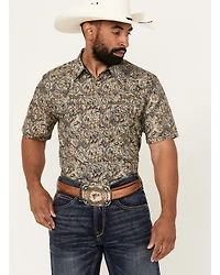 Cody James Men's Down The Road Paisley Print Short Sleeve Snap Western Shirt