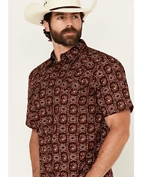 Moonshine Spirit Men's Gig Medallion Print Short Sleeve Snap Western Shirt