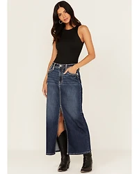 Miss Me Women's Dark Wash Denim Midi Skirt