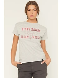 Troll Co Women's Dirty Hands Clean Money Longhorn Short Sleeve Graphic Tee