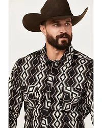 Rock & Roll Denim Men's Southwestern Print Long Sleeve Snap Stretch Western Shirt