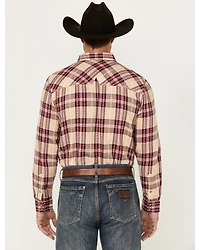 Moonshine Spirit Men's Memory Plaid Print Long Sleeve Snap Western Shirt