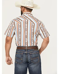 Rock & Roll Denim Men's Southwestern Striped Print Short Sleeve Snap Stretch Western Shirt