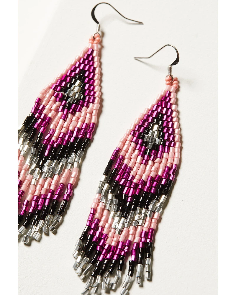 Idyllwind Women's Beaded Pink & Black Pavilion Earrings