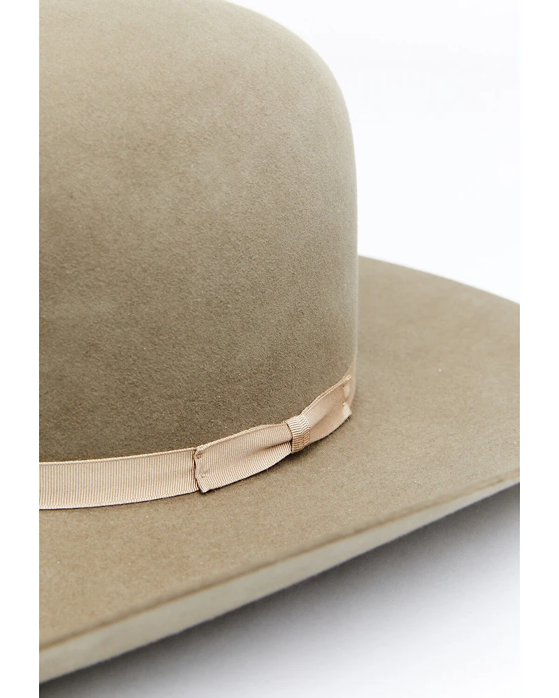 Rodeo King 7X Open Crown Match Band Felt Cowboy Hat