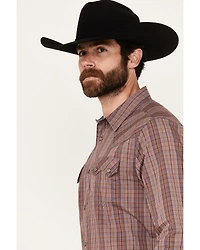 Cody James Men's Mountain Plaid Print Long Sleeve Snap Western Shirt