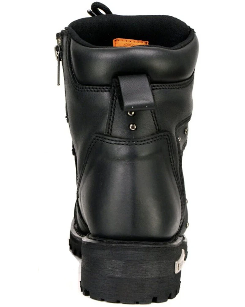 Milwaukee Leather Women's Lace-To-Toe Studded Motorcycle Boots - Round Toe