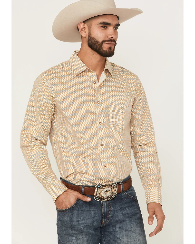 Gibson Trading Co Men's Lampshade Geo Print Long Sleeve Button-Down Stretch Western Shirt