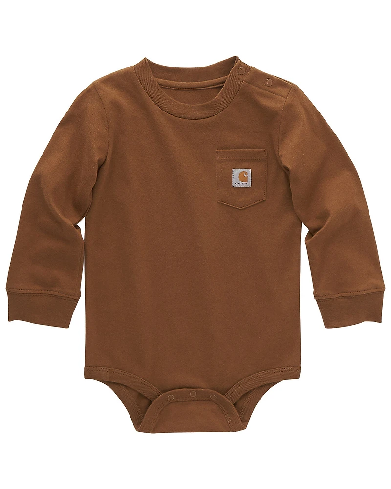 Carhartt Infant Boys' Logo Pocket Long Sleeve Onesie