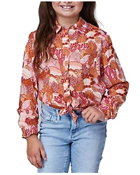Roper Girls' Cactus Print Long Sleeve Snap Western Shirt