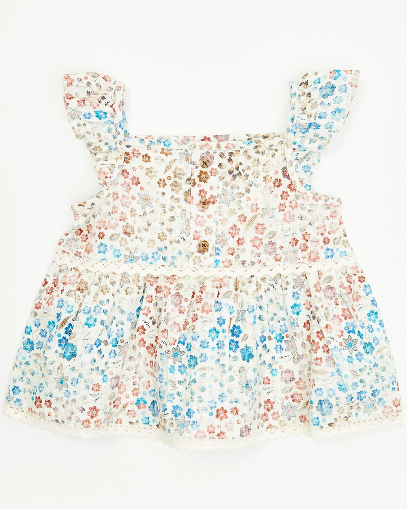 Shyanne Toddler Girls' Floral Print Sleeveless Ruffle Top