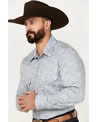 Rock & Roll Denim Men's Paisley Pinstriped Print Long Sleeve Snap Stretch Western Shirt