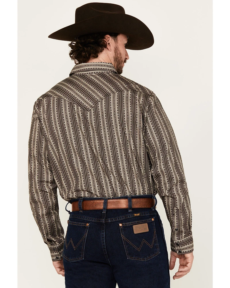 Cody James Men's Bartlett Geo Striped Long Sleeve Snap Western Shirt
