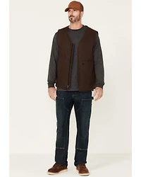 Hawx Men's Brown Weathered Canvas Zip-Front Sherpa Lined Work Vest