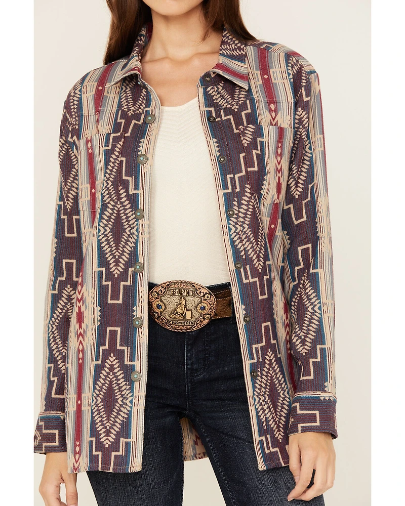 Shyanne Women's Southwestern Striped Long Sleeve Concho Snap Western Shirt