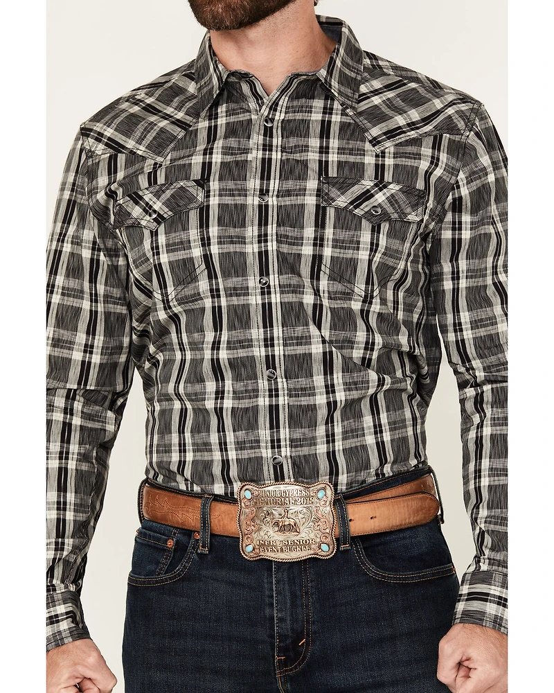 Cody James Men's Denton Plaid Print Long Sleeve Snap Western Shirt