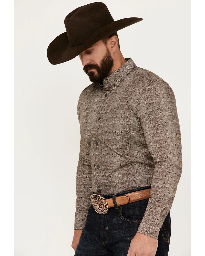 Cody James Men's Crossed Geo Print Long Sleeve Button-Down Stretch Western Shirt