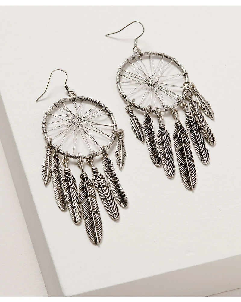 Shyanne Women's Wild Soul Dreamcatcher Fringe Hoop Earrings