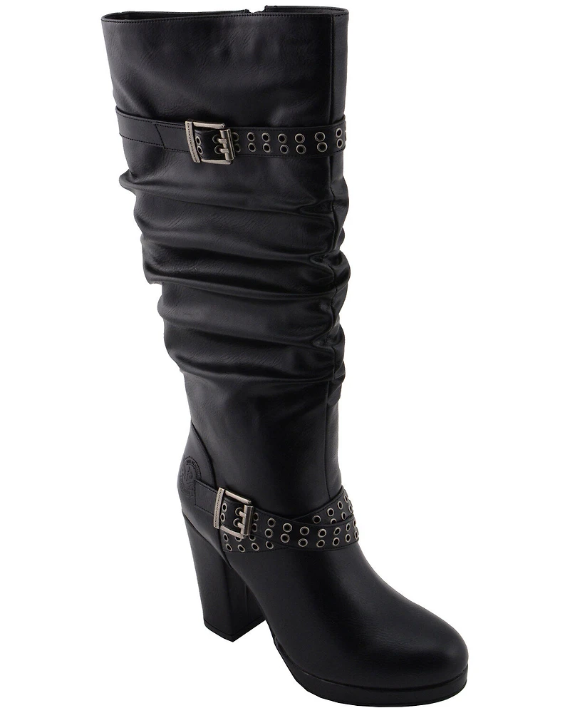 Milwaukee Leather Women's Slouch Platform Boots - Round Toe