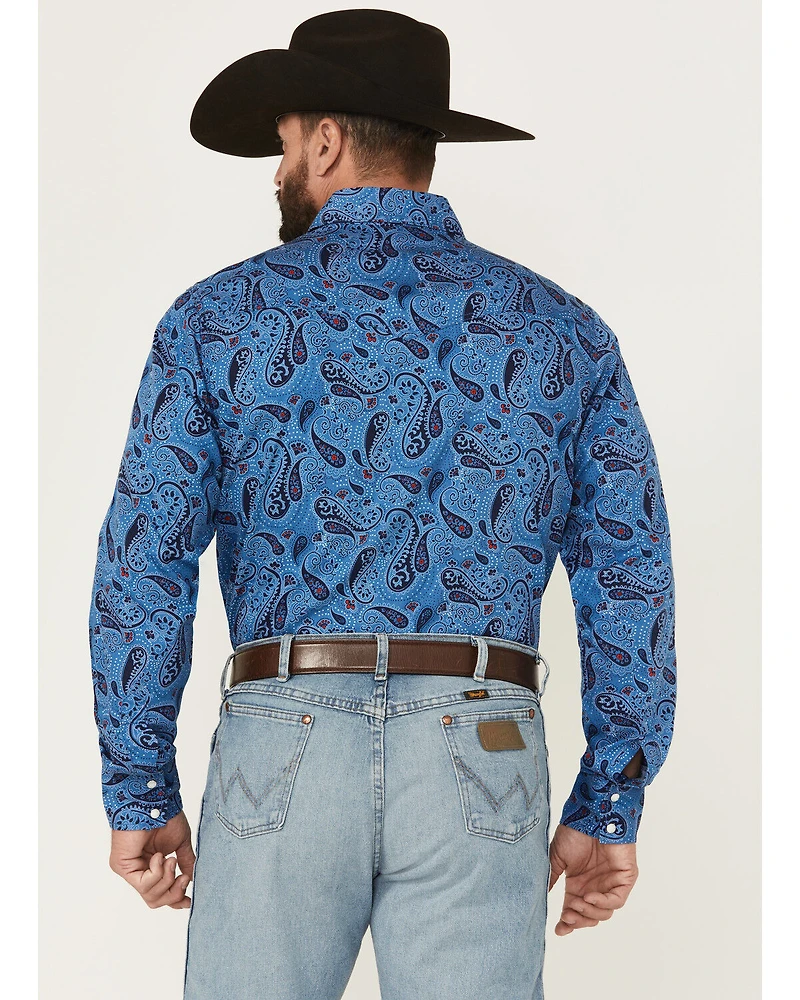 Wrangler Retro Men's Paisley Print Long Sleeve Snap Western Shirt - Tall