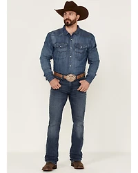 RANK 45® Men's Unbroken Medium Dark Wash Stretch Stackable Straight Jeans