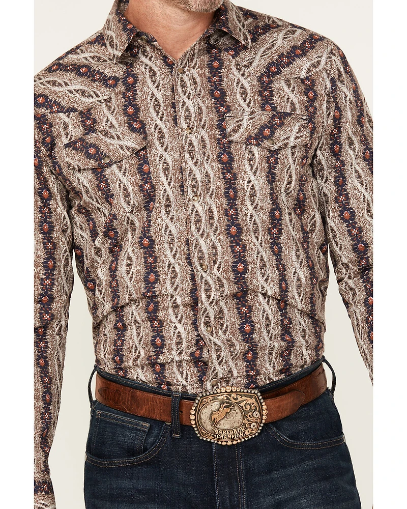 Gibson Trading Co Men's Floral Striped Print Long Sleeve Snap Stretch Western Shirt