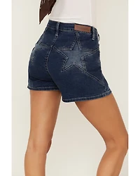 Rock & Roll Denim Women's Dark Wash High Rise Star Shorts