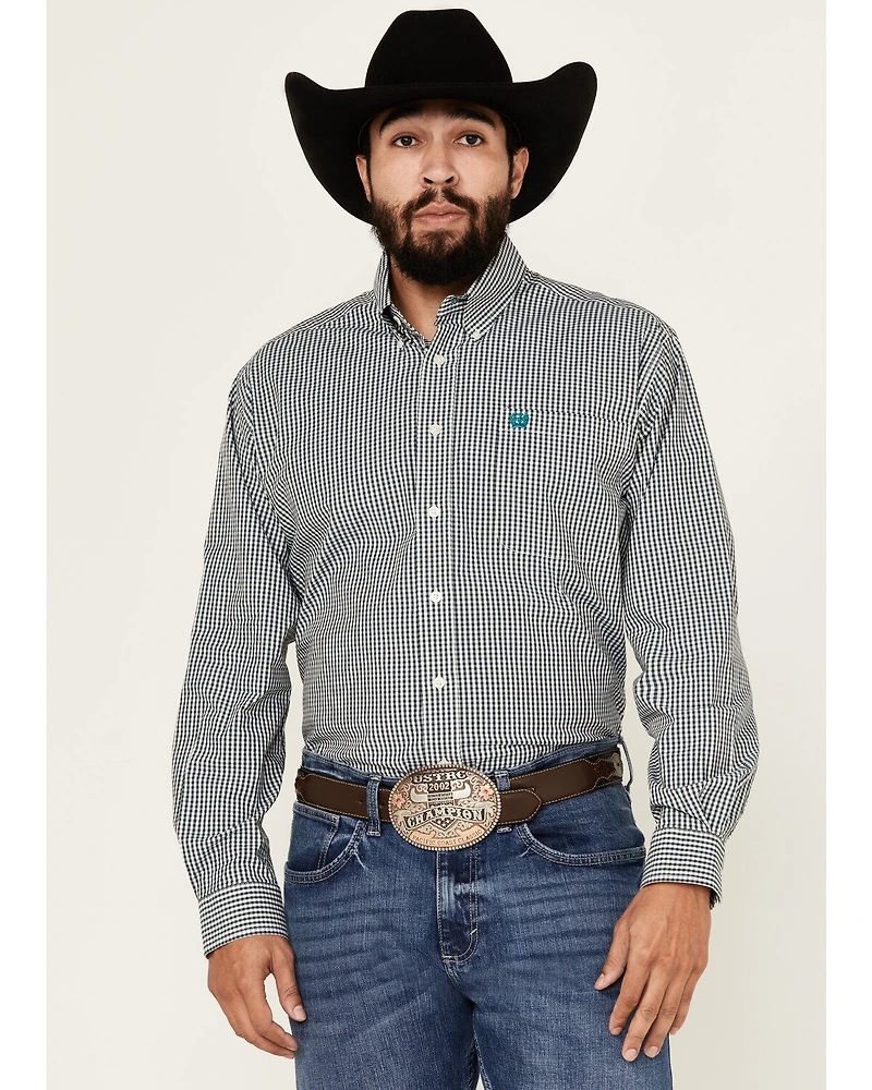 Cinch Men's Checkered Print Long Sleeve Button-Down Stretch Western Shirt