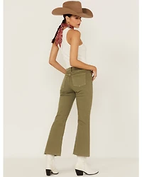 Sneak Peek Women's High Rise Raw Hem Crop Jeans