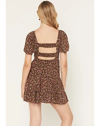 Angie Women's Floral Print Short Sleeve Mini Dress