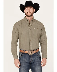 George Strait by Wrangler Men's Checkered Print Long Sleeve Button-Down Western Shirt