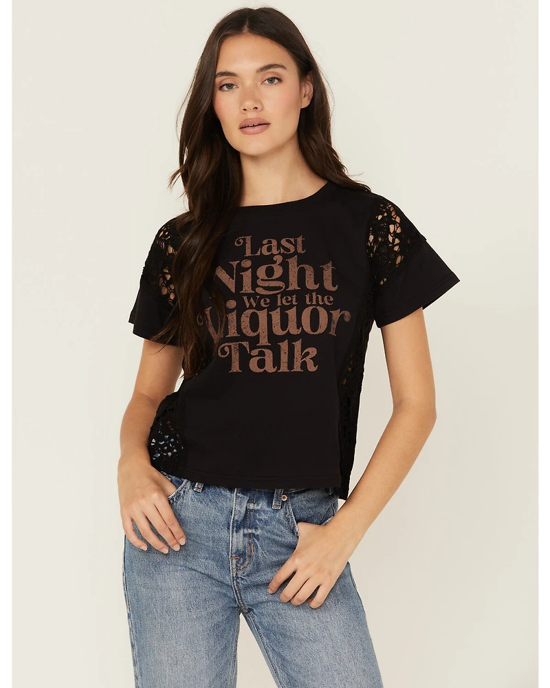 Shyanne Women's Last Night Lace Short Sleeve Cropped Graphic Tee