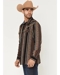 Moonshine Spirit Men's Reverend Striped Print Long Sleeve Snap Flannel Shirt