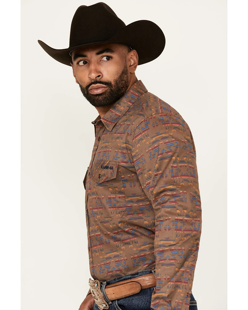 RANK 45® Men's Trinidad Southwestern Print Long Sleeve Pearl Snap Stretch Western Shirt