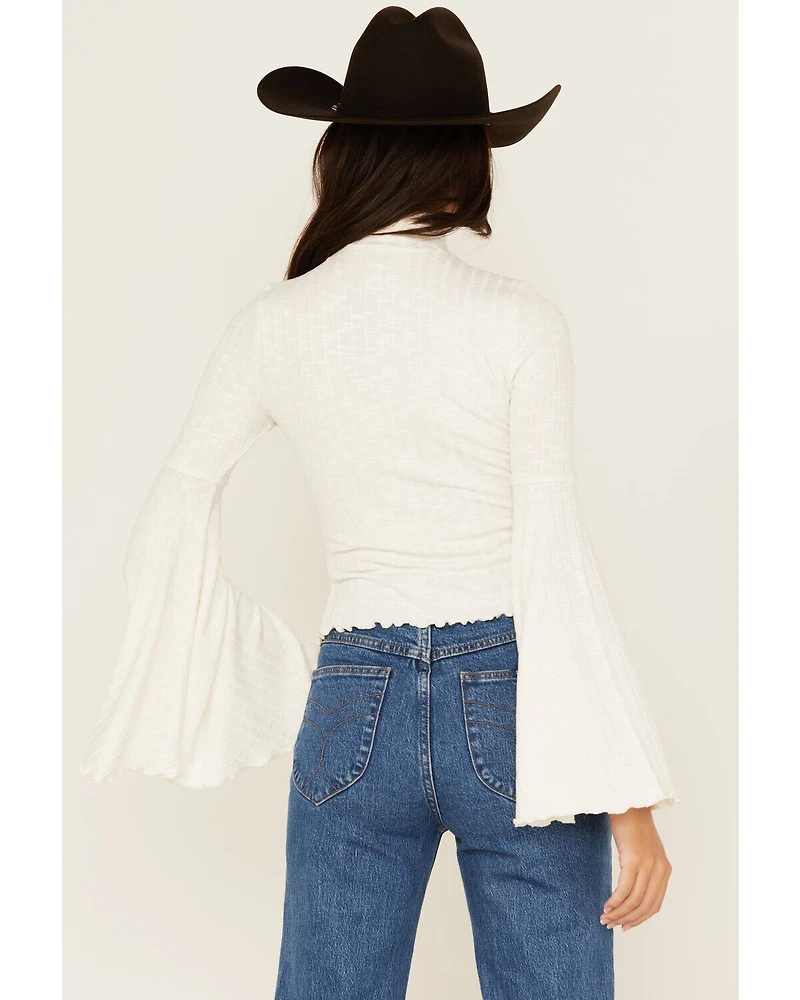 Shyanne Women's Mock Neck Long Bell Sleeve Top