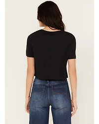 Wrangler Women's Long Live Cowboys Short Sleeve Graphic Cropped Tee