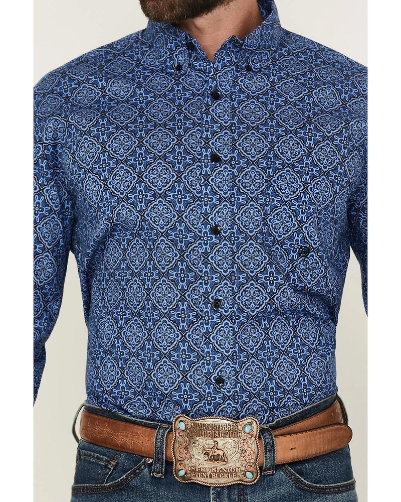 Roper Men's Amarillo Medallion Print Long Sleeve Button-Down Western Shirt