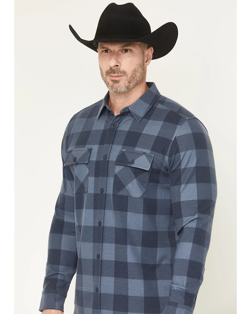 Brothers and Sons Men's Kent Plaid Print Long Sleeve Button-Down Stretch Western Shirt