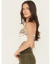 Blue B Women's Western Embroidered Strapless Cropped Shirt