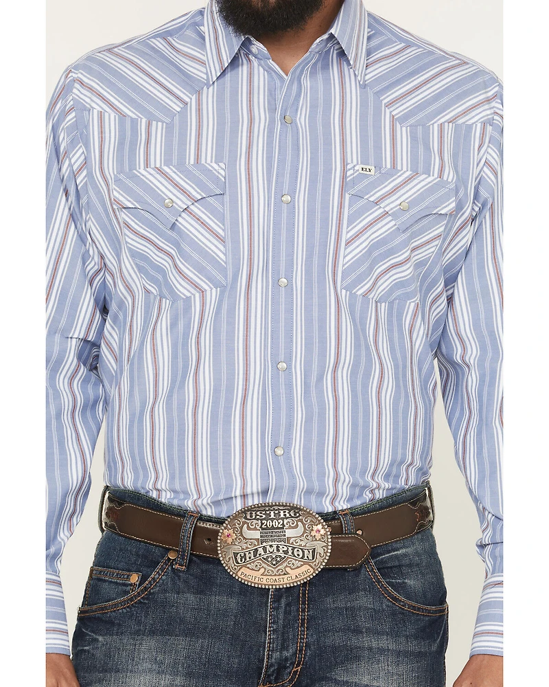 Ely Walker Men's Striped Long Sleeve Pearl Snap Western Shirt