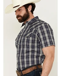 Gibson Men's Chain Link Plaid Print Short Sleeve Snap Western Shirt