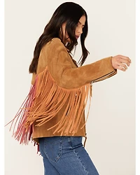 Western & Co Women's Fringe Suede Biker Jacket