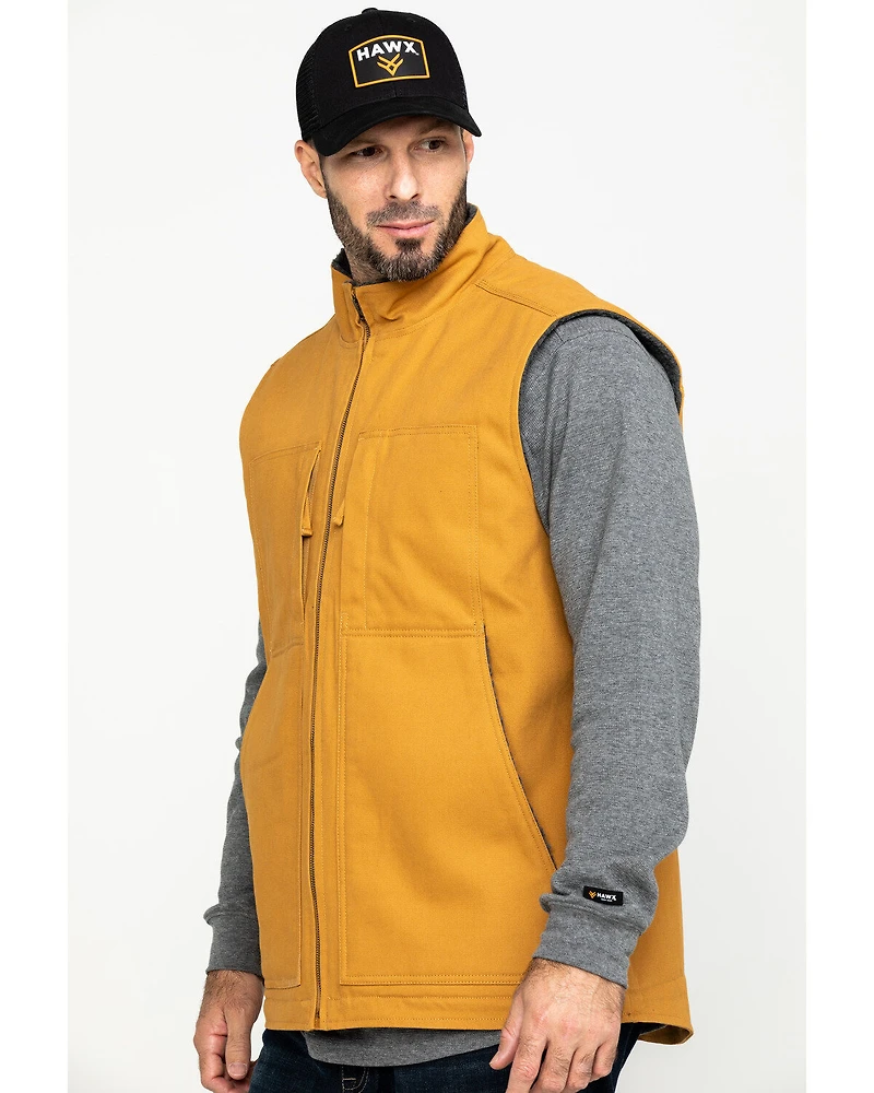 Hawx Men's Khaki Canvas Sherpa Lined Work Vest