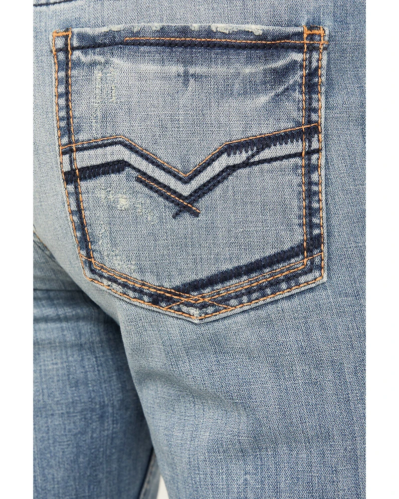 Moonshine Spirit Men's Whiskey Wash Decker Slim Straight Stretch Denim Jeans