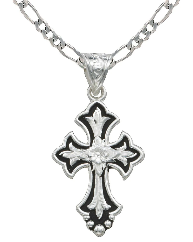 Montana Silversmiths Silver and Black Cross Necklace
