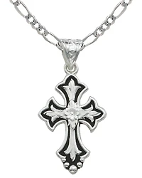 Montana Silversmiths Silver and Black Cross Necklace