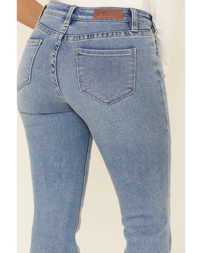 Rock & Roll Denim Women's Medium Wash Embroidered Mid Rise Bootcut Jean