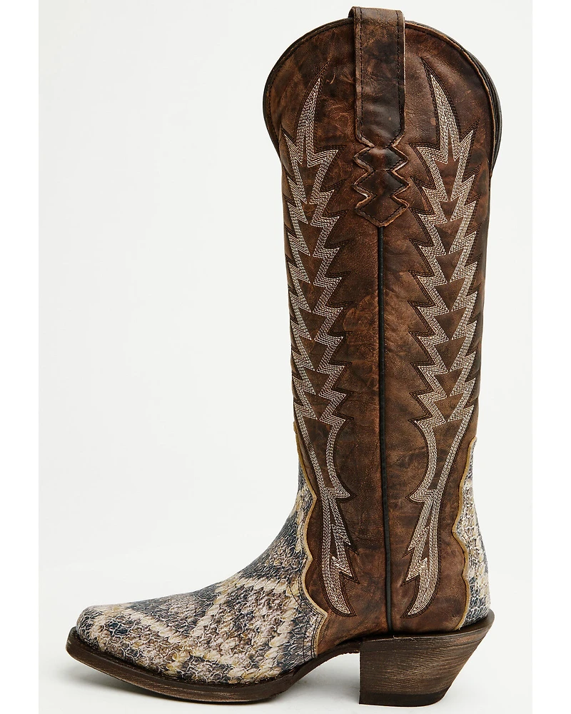 Tanner Mark Women's Snake Print Tall Western Boots - Snip Toe