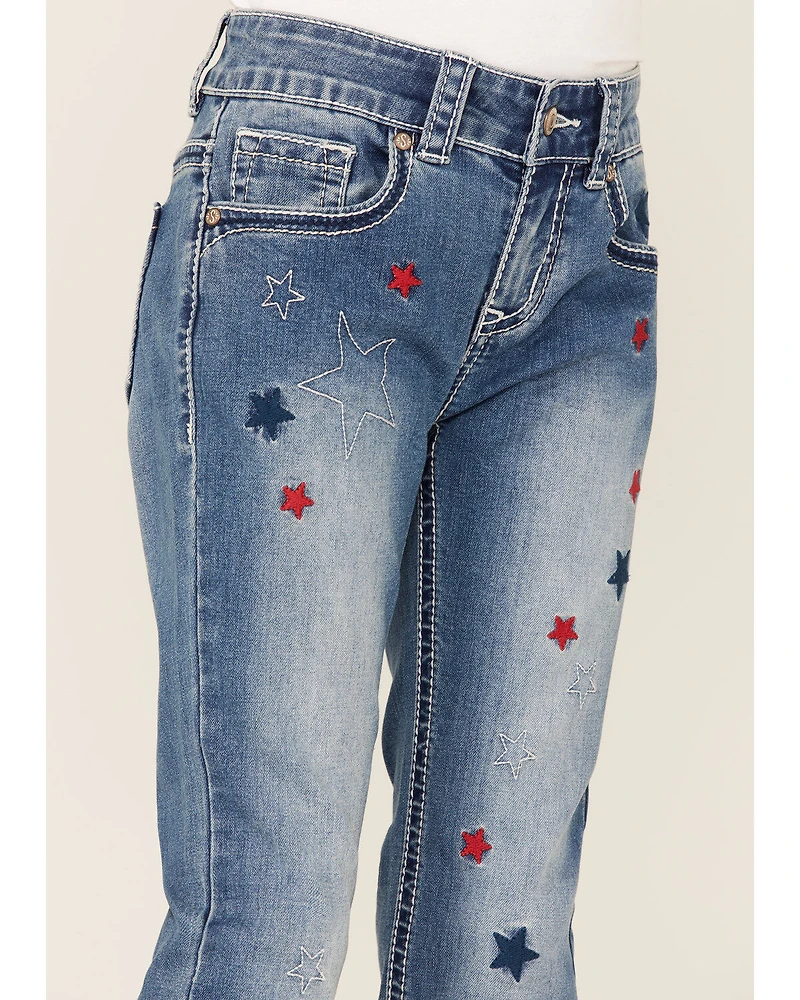 Shyanne Girls' Americana Star Light Wash Flare Jeans