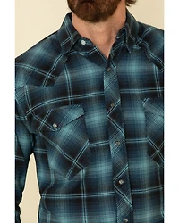 Resistol Men's Ombre Large Plaid Print Long Sleeve Western Snap Shirt